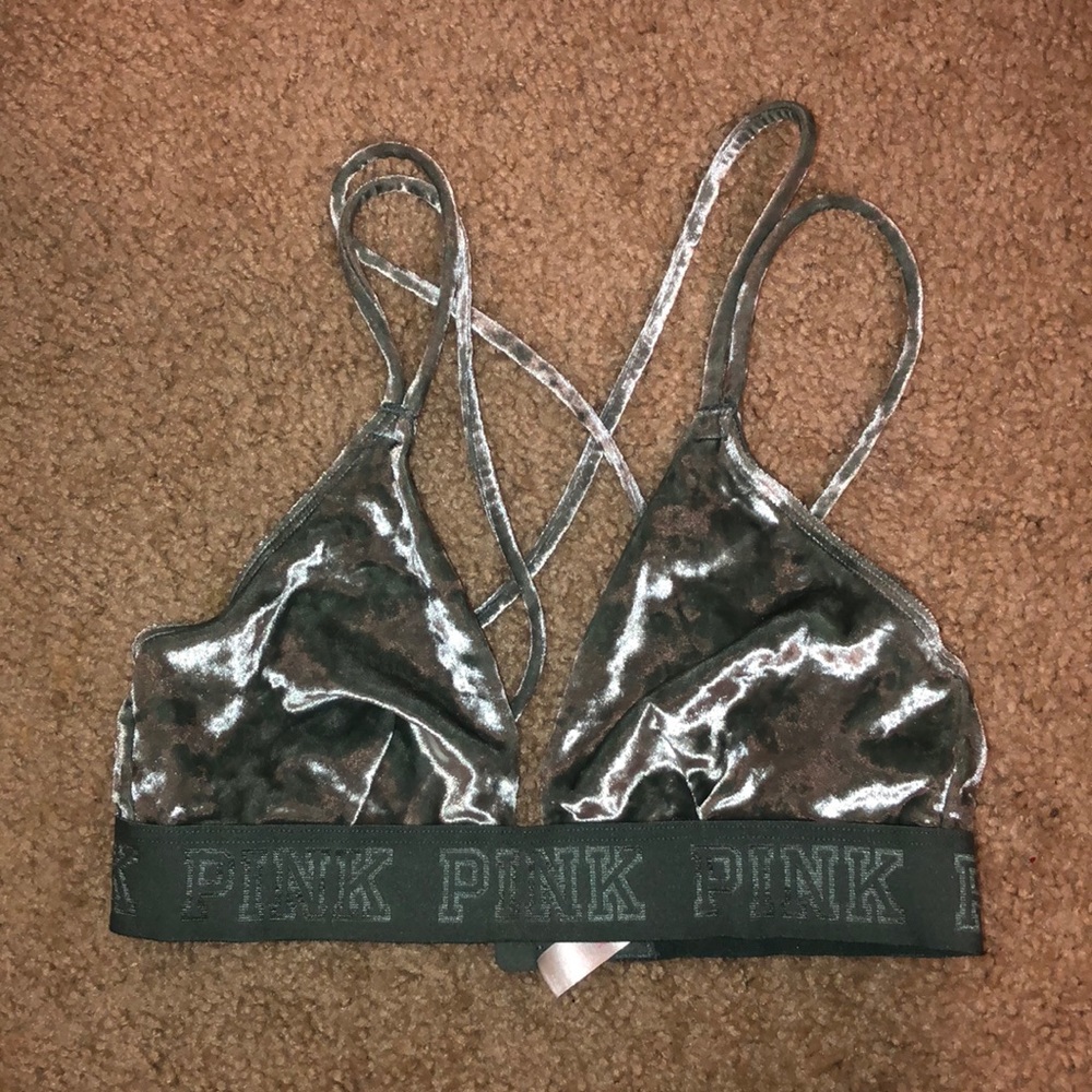 nude green velvet bra
